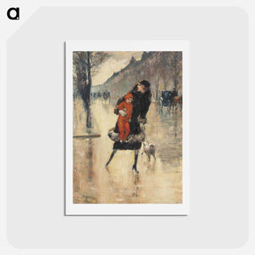アートポストカード-Mutter mit Kind auf einer Strassenkreuzung - レッサー ユリィ Postcard.