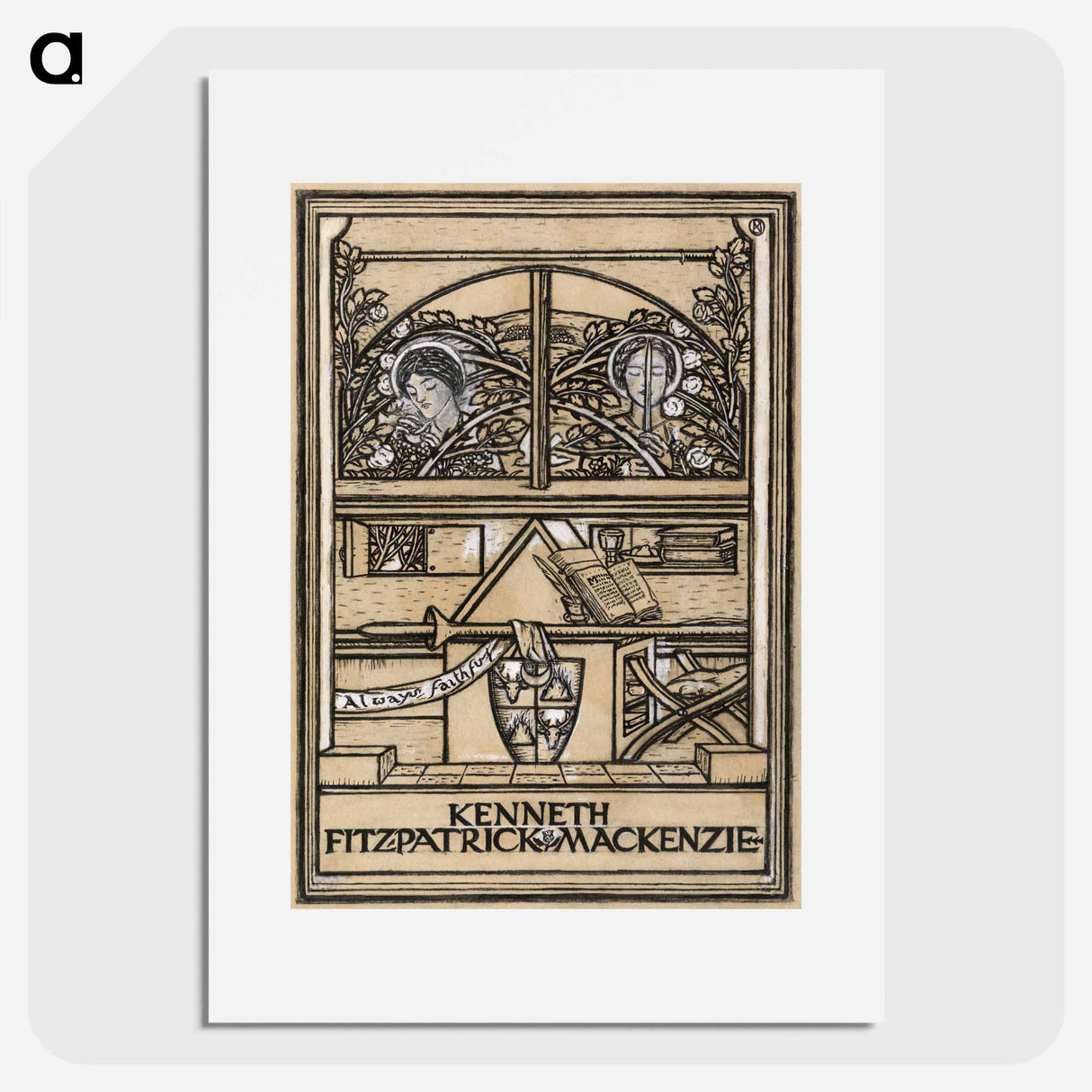 Design for a bookplate for Kenneth Fitzpatrick Mackenzie - ポール ナッシュ Poster.