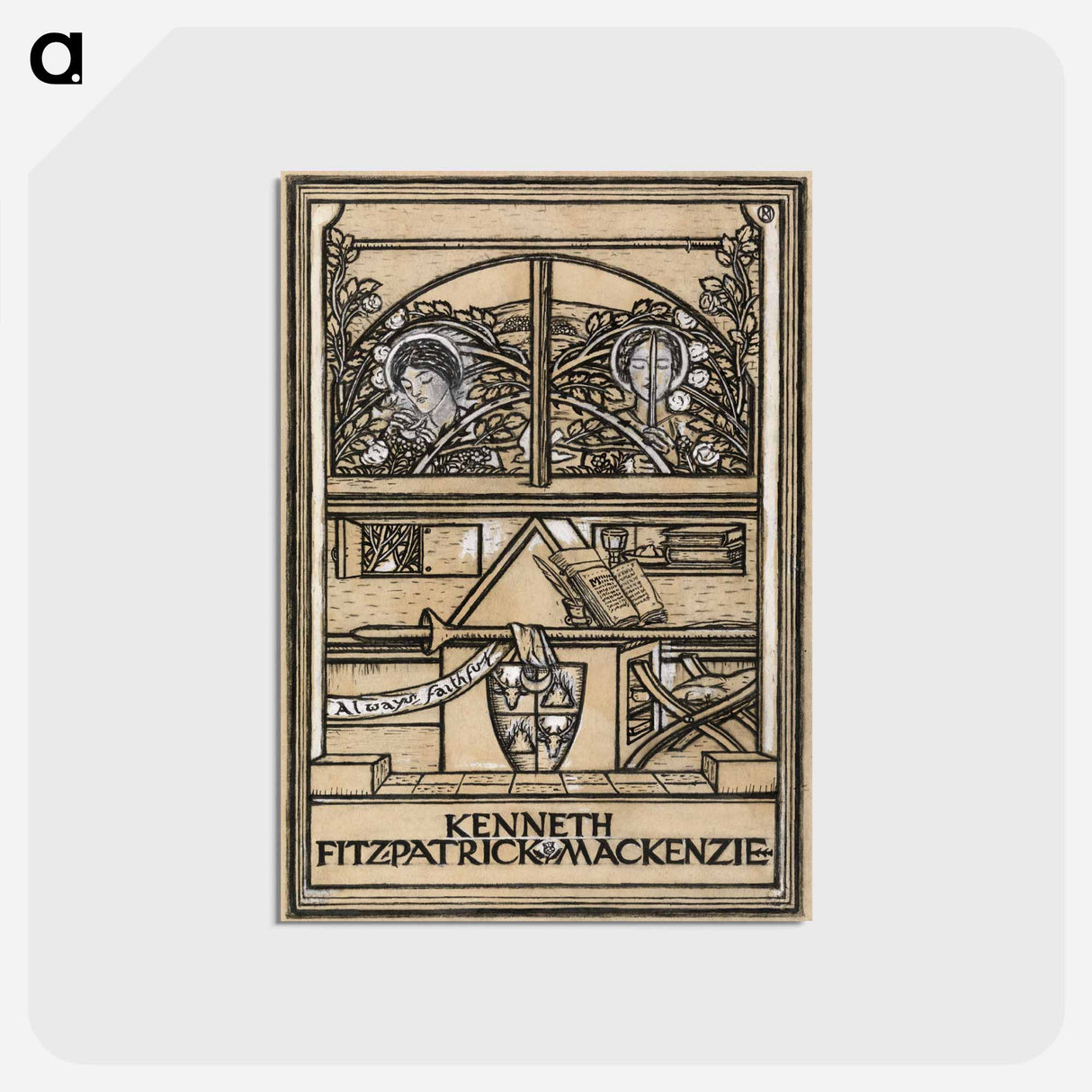アートポストカード-Design for a bookplate for Kenneth Fitzpatrick Mackenzie - ポール ナッシュ Postcard.