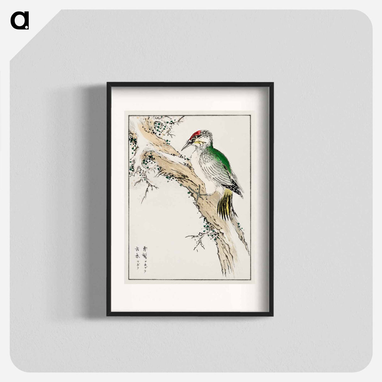 アートポスター-Japanese Green Woodpecker Illustration
 - 鳥類図鑑 Poster.