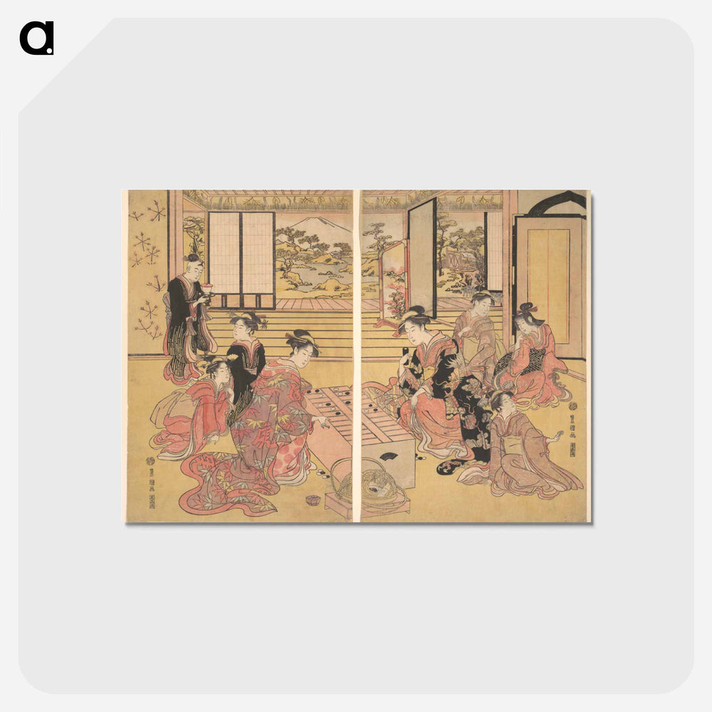 アートポストカード-Two Young Women Playing a Game of Sugoroku
 - 歌川 豊国 Postcard.