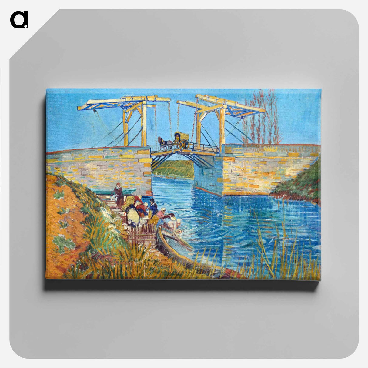 The Langlois Bridge at Arles with Women Washing - フィンセント ファン ゴッホ Canvas.