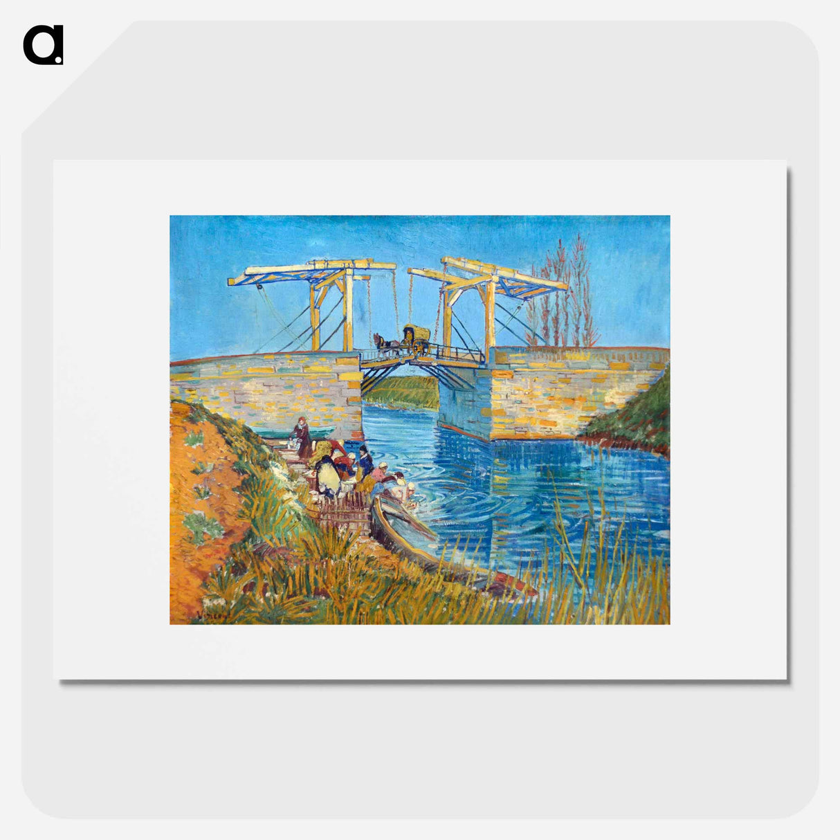 The Langlois Bridge at Arles with Women Washing - Vincent van Gogh Poster.