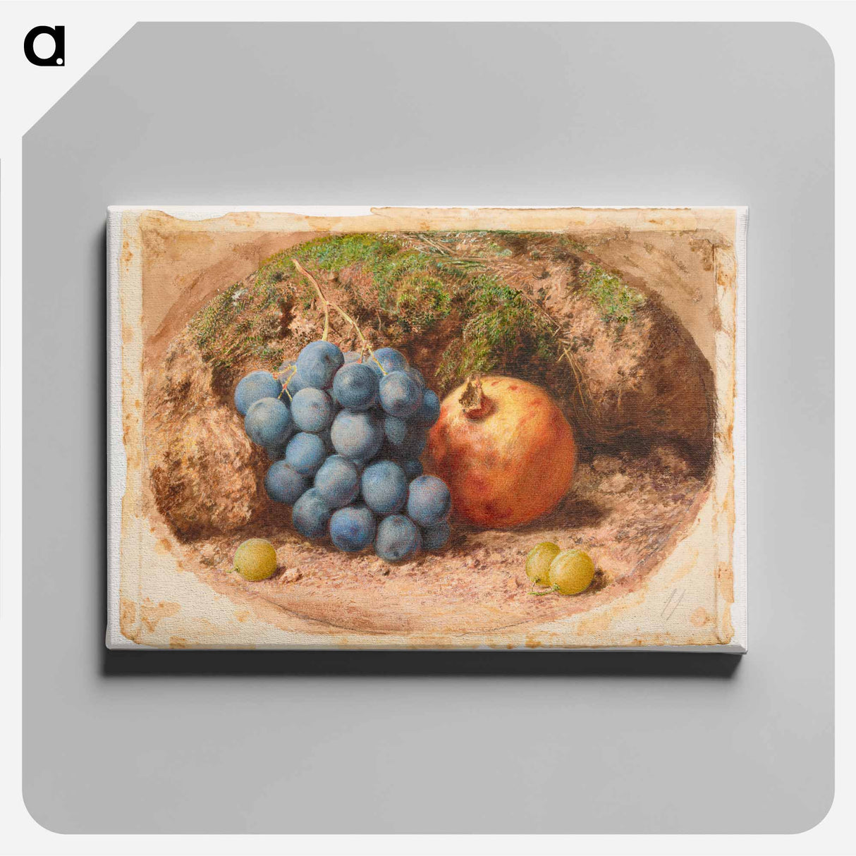 Still Life with Grapes and a Pomegranate - ウィリアム ヘンリー ハント Canvas.