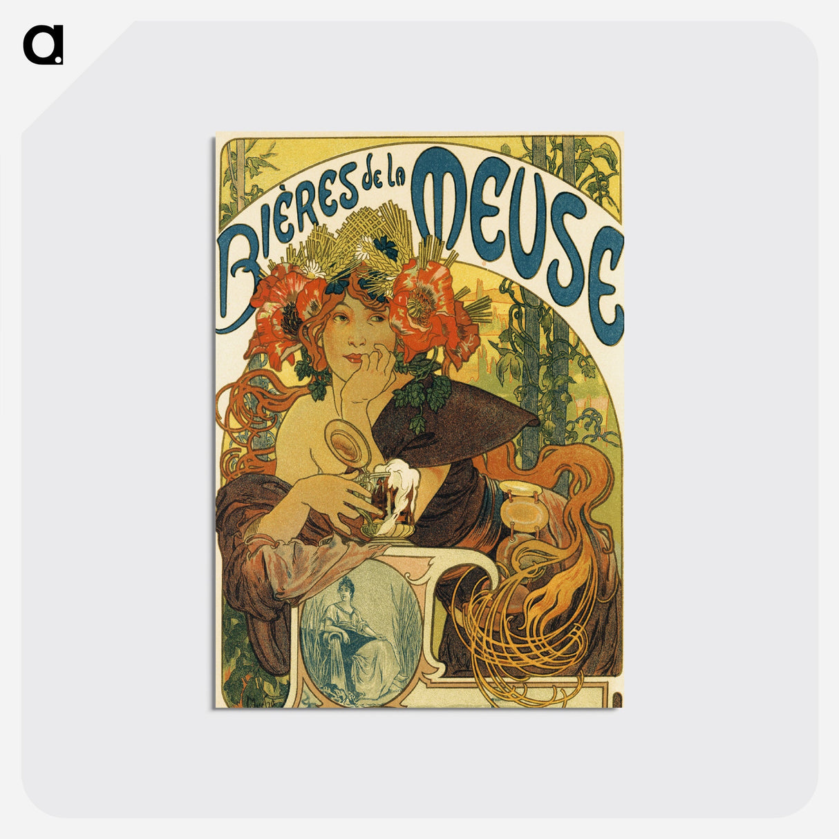 Bières de la Meuse - アルフォンス ミュシャ Postcard.