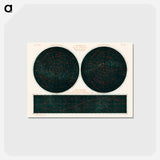 アートポストカード-Constellations of the Two Hemispheres - アンティーク地図 Postcard.