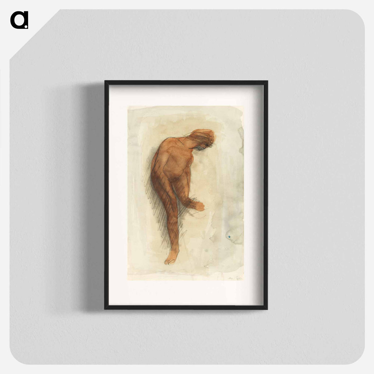 Nude female figure holding left foot - Auguste Rodin Poster.