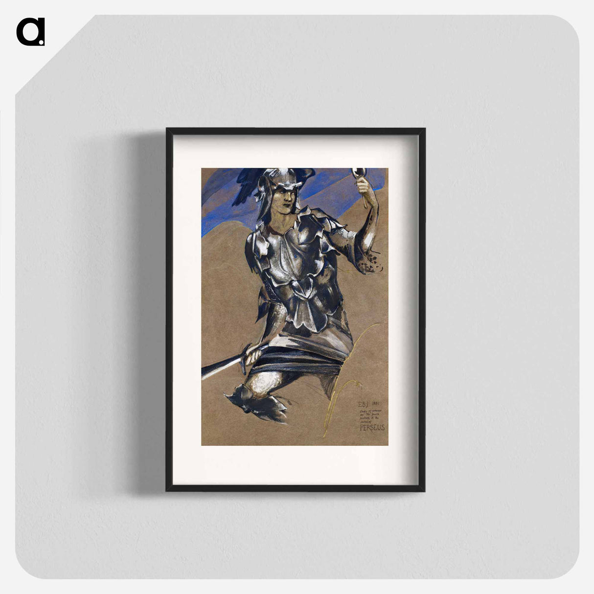 The Perseus Series - Study of Perseus in Armour for The Finding of Medusa - エドワード バーン ジョーンズ Poster.