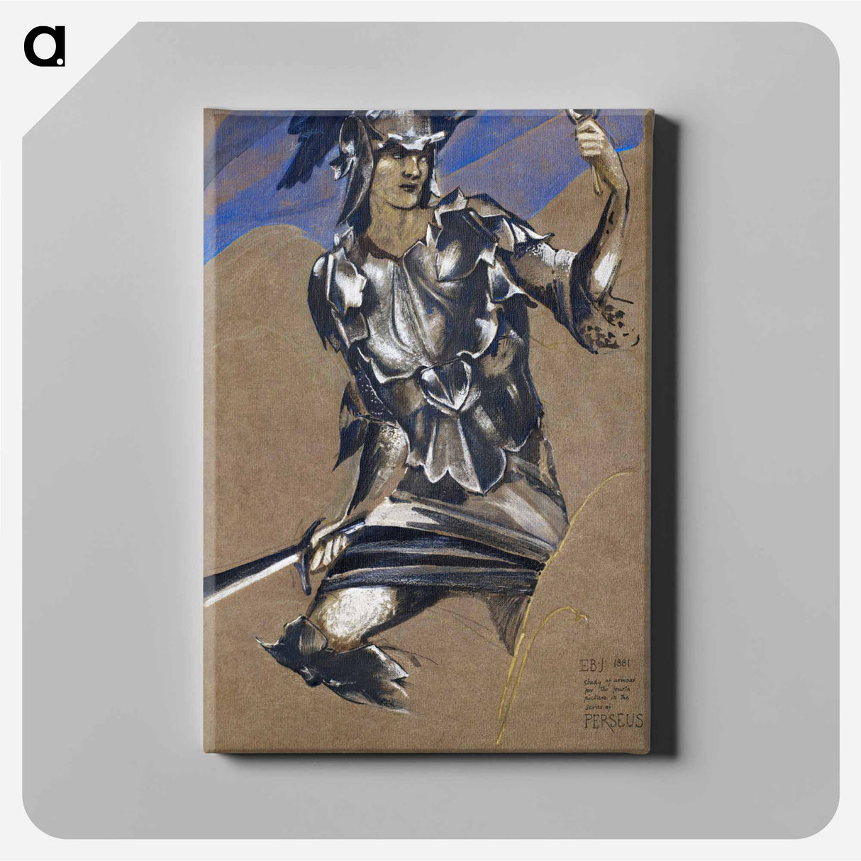 The Perseus Series - Study of Perseus in Armour for The Finding of Medusa - エドワード バーン ジョーンズ Canvas.