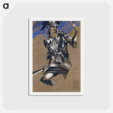 アートポストカード-The Perseus Series - Study of Perseus in Armour for The Finding of Medusa - エドワード バーン ジョーンズ Postcard.