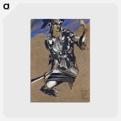 アートポストカード-The Perseus Series - Study of Perseus in Armour for The Finding of Medusa - エドワード バーン ジョーンズ Postcard.
