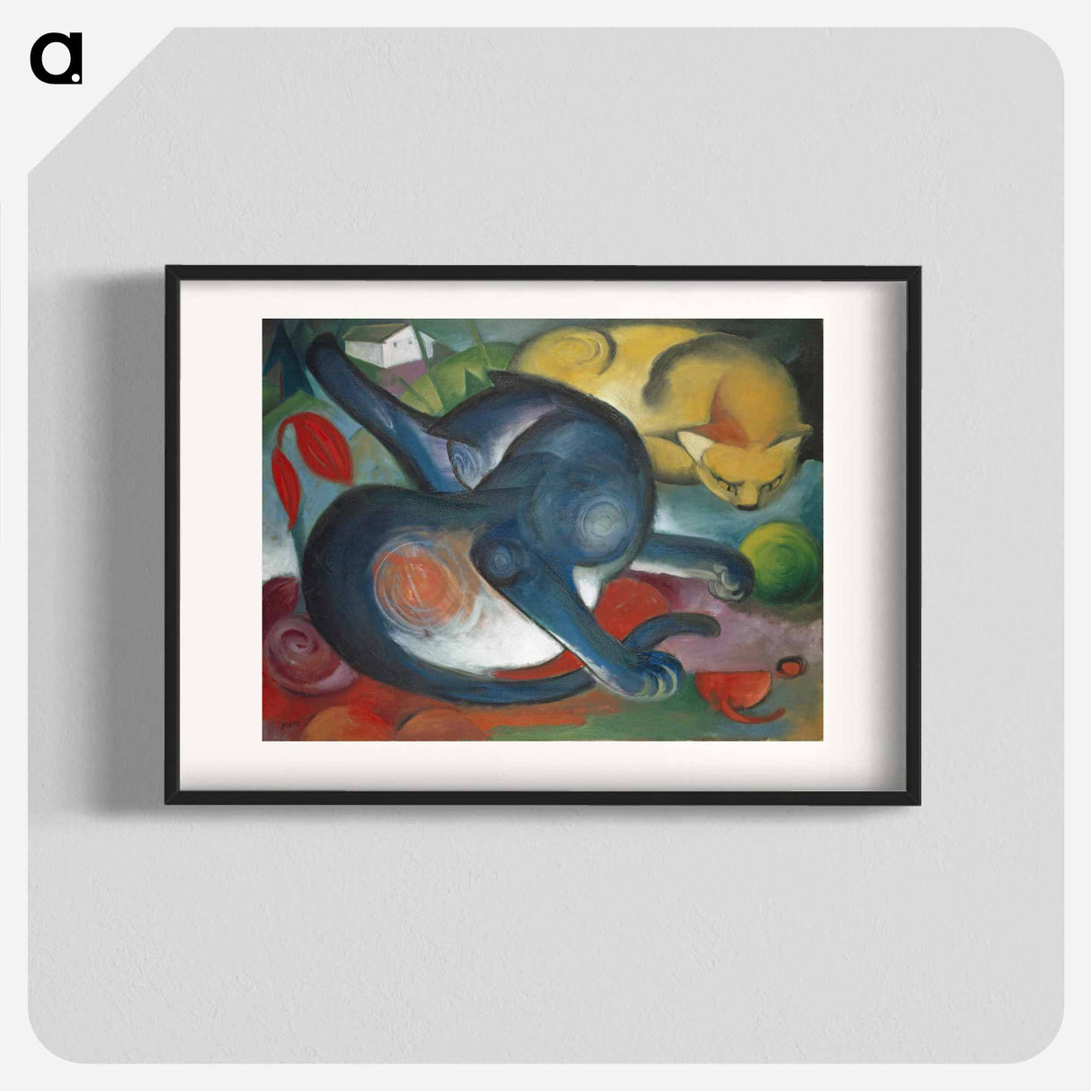 Two cats, blue and yellow - フランツ マルク Poster.