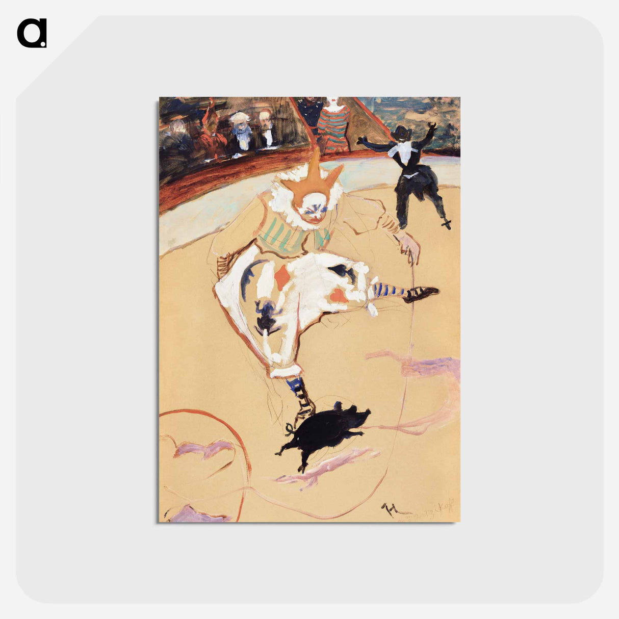 アートポストカード-At the Circus Fernando: Medrano with a Piglet - アンリ ド トゥールーズ ロートレック Postcard.