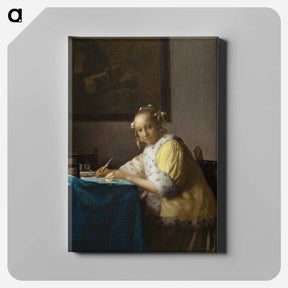 アートパネル-A Lady Writing a Letter - ヨハネス フェルメール Canvas.