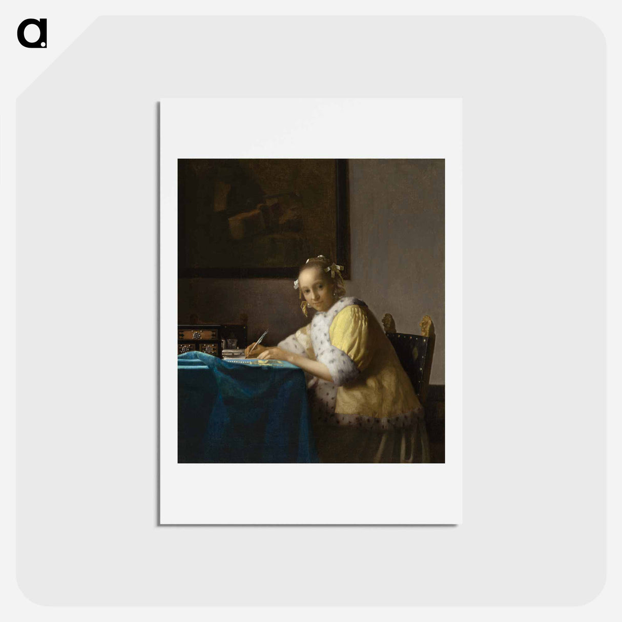 A Lady Writing a Letter - ヨハネス フェルメール Postcard.