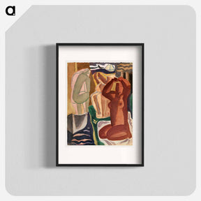 アートポスター-Two bathing women and a bridge figure - レオ ヘステル Poster.