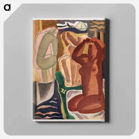 アートパネル-Two bathing women and a bridge figure - レオ ヘステル Canvas.