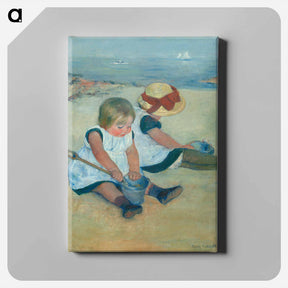 アートパネル-Children Playing on the Beach - メアリー カサット Canvas.