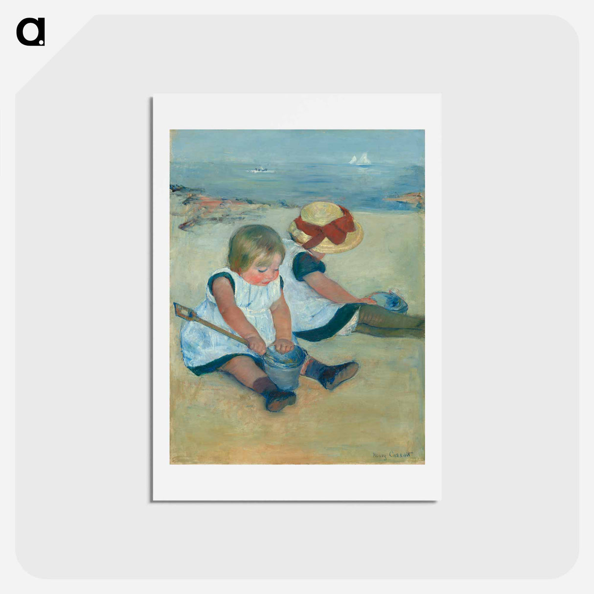 アートポストカード-Children Playing on the Beach - メアリー カサット Postcard.