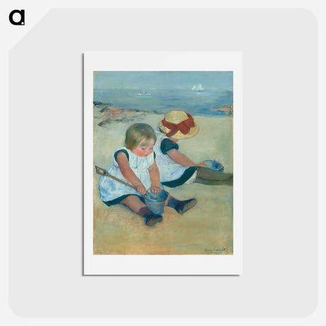 アートポストカード-Children Playing on the Beach - メアリー カサット Postcard.