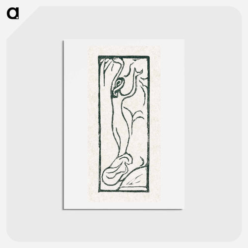 A naked woman illustration for a poetry collection by Paul Verlaine - モーリス ドニ Postcard.