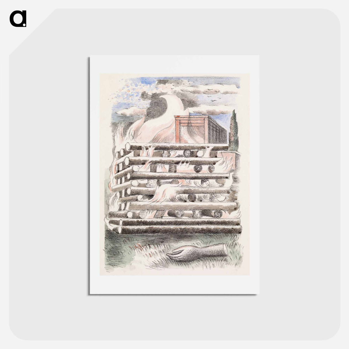 アートポストカード-Design for Urne Buriall–Funeral Pyre - ポール ナッシュ Postcard.