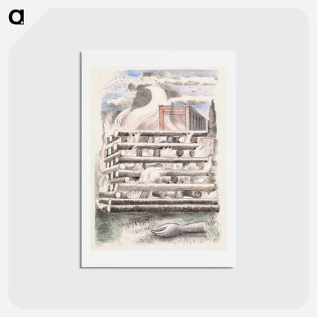 アートポストカード-Design for Urne Buriall–Funeral Pyre - ポール ナッシュ Postcard.