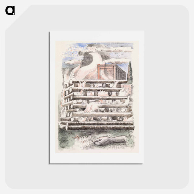 アートポストカード-Design for Urne Buriall–Funeral Pyre - ポール ナッシュ Postcard.