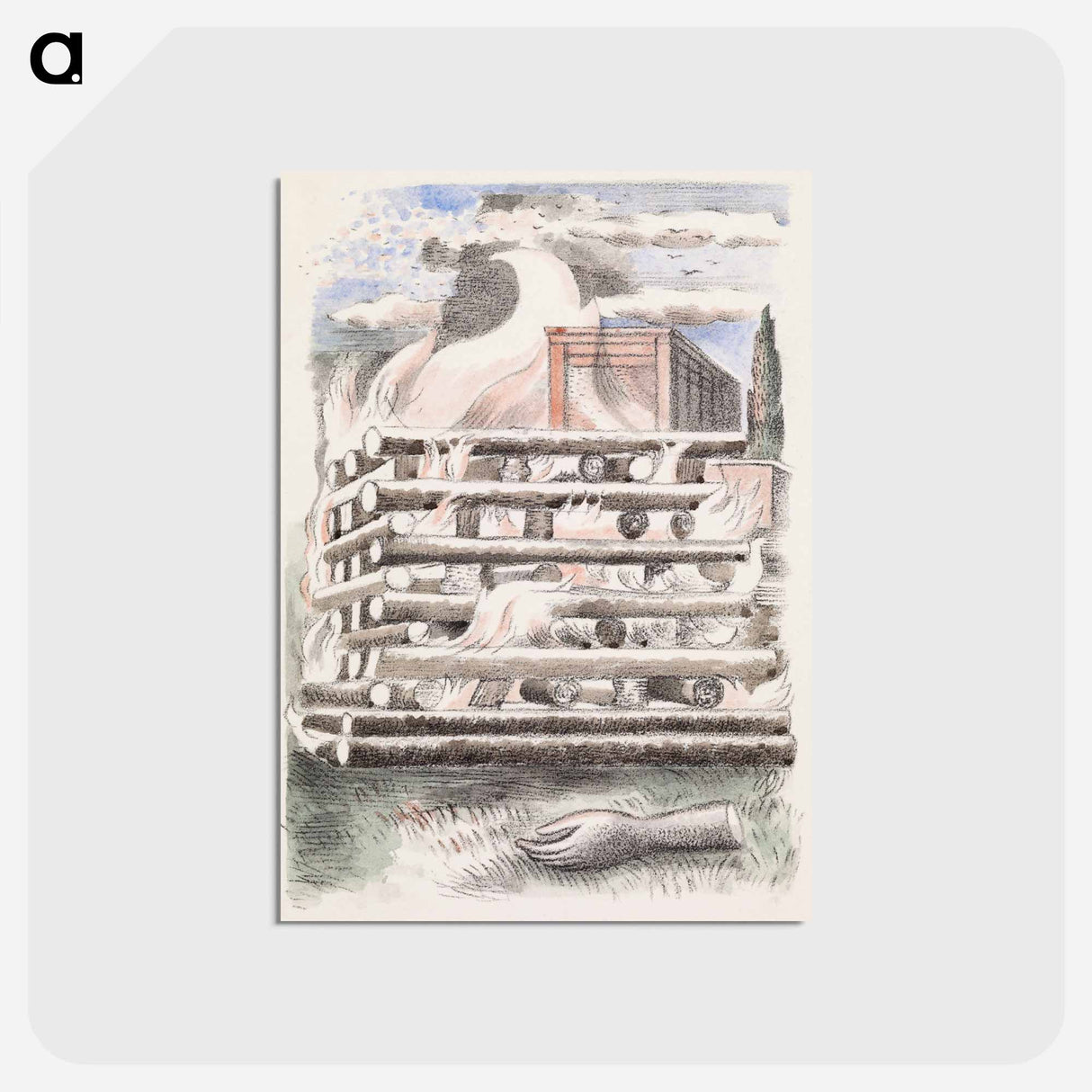 アートポストカード-Design for Urne Buriall–Funeral Pyre - ポール ナッシュ Postcard.