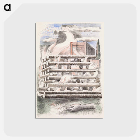 アートポストカード-Design for Urne Buriall–Funeral Pyre - ポール ナッシュ Postcard.