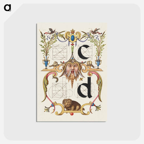 アートポストカード-Guide for Constructing the Letters c and d from Mira Calligraphiae Monumenta
 - 書道のお手本 Postcard.
