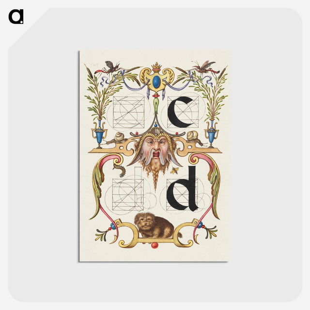 アートポストカード-Guide for Constructing the Letters c and d from Mira Calligraphiae Monumenta
 - 書道のお手本 Postcard.