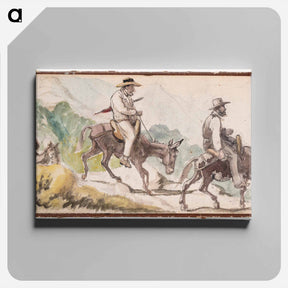 アートパネル-Riding Donkeys in a Mountain Landscape - ヴィルヘルム マーストランド Canvas.