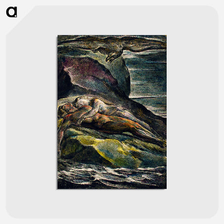 アートポストカード-The eagle illustration from Milton: a Poem, To Justify the Ways of God to Men by William Blake - ウィリアム ブレイク Postcard.