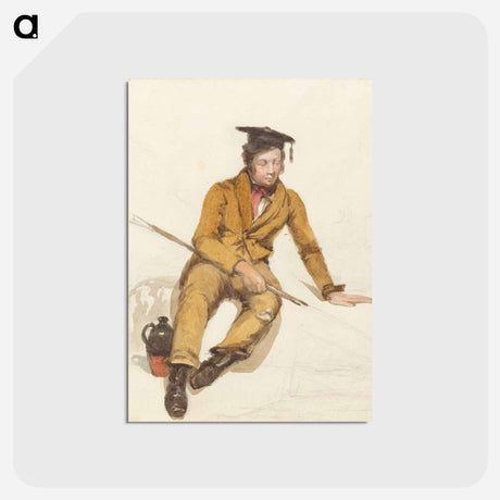 アートポストカード-A Young Scholar Goes Fishing - ウィリアム ヘンリー ハント Postcard.