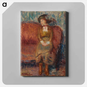 アートパネル-Woman Seated on Red Sofa - ウィリアム ジェームス グラッケンズ Canvas.