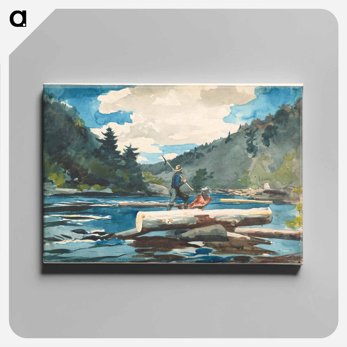 Hudson River, Logging - ウィンスロー ホーマー Canvas.