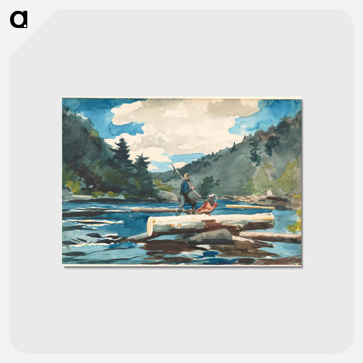 アートポストカード-Hudson River, Logging - ウィンスロー ホーマー Postcard.