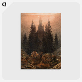 アートポストカード-Cross and Church in the Mountains - カスパー ダーヴィト フリードリヒ Postcard.