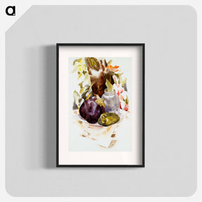 アートポスター-Eggplant and Green Pepper - チャールズ デムス Poster.