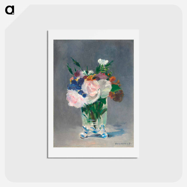アートポストカード-Flowers in a Crystal Vase - エドゥアール マネ Postcard.