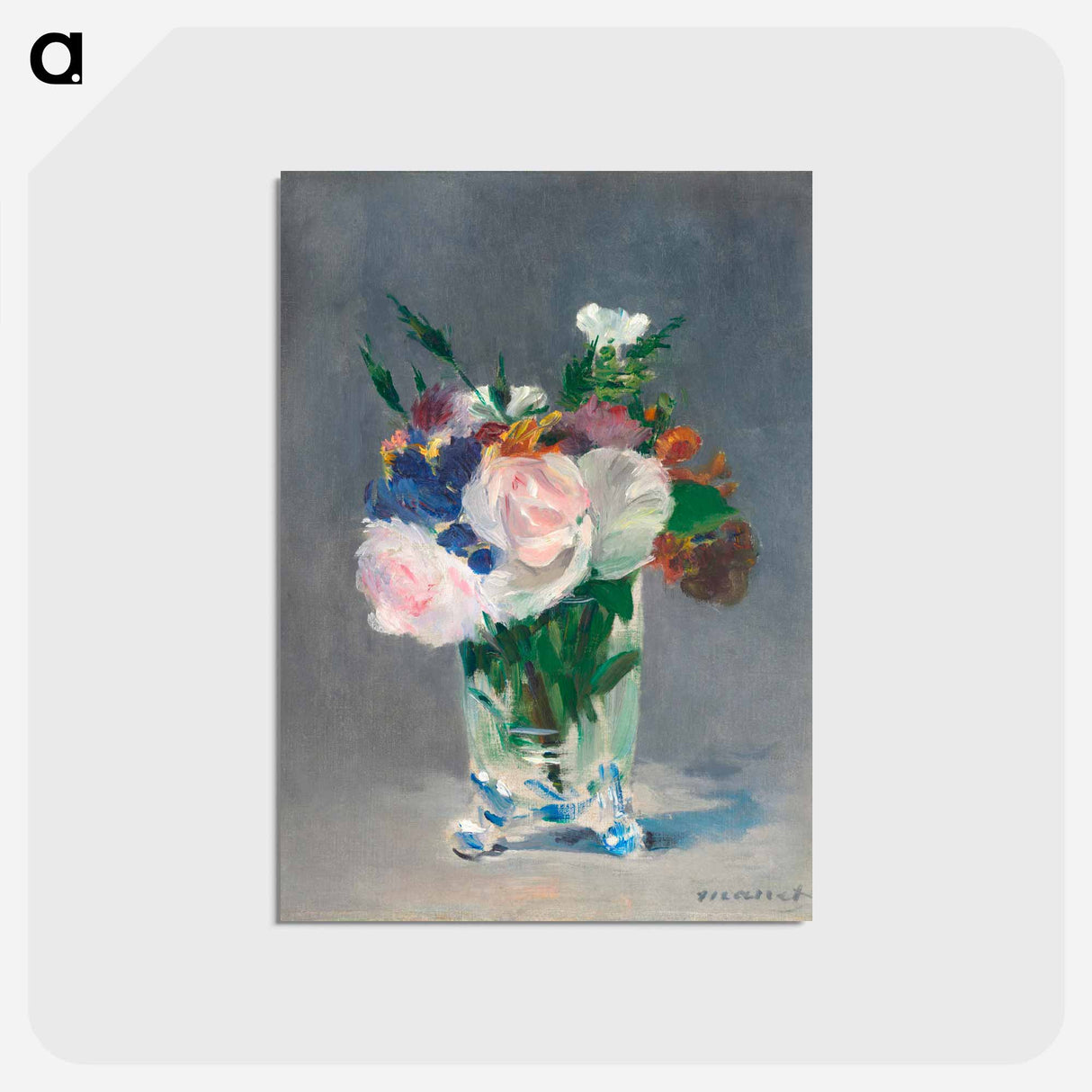 アートポストカード-Flowers in a Crystal Vase - エドゥアール マネ Postcard.