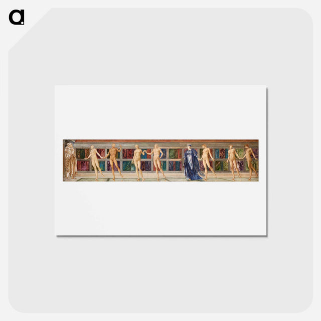 アートポストカード-The Pilgrim in the Garden of Idleness - Study of nine Figures - エドワード バーン ジョーンズ Postcard.