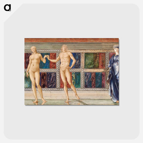 アートポストカード-The Pilgrim in the Garden of Idleness - Study of nine Figures - エドワード バーン ジョーンズ Postcard.