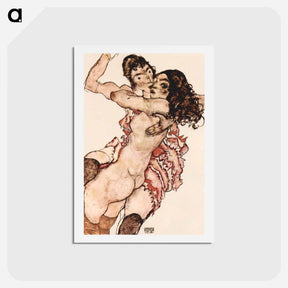 アートポストカード-Pair of Women embracing each other - エゴン シーレ Postcard.