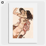 Pair of Women embracing each other - Egon Schiele Poster.