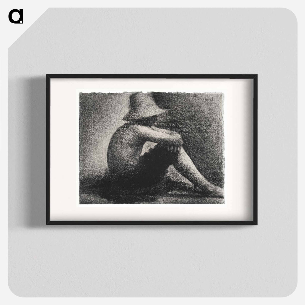 Seated Boy with Straw Hat, study for Bathers at Asnières - Georges Seurat Poster.