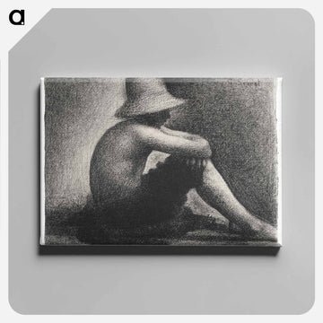 Seated Boy with Straw Hat, study for Bathers at Asnières - ジョルジュ スーラ Canvas.