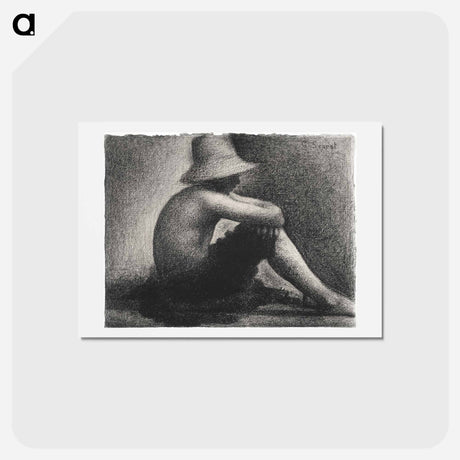 アートポストカード-Seated Boy with Straw Hat, study for Bathers at Asnières - ジョルジュ スーラ Postcard.