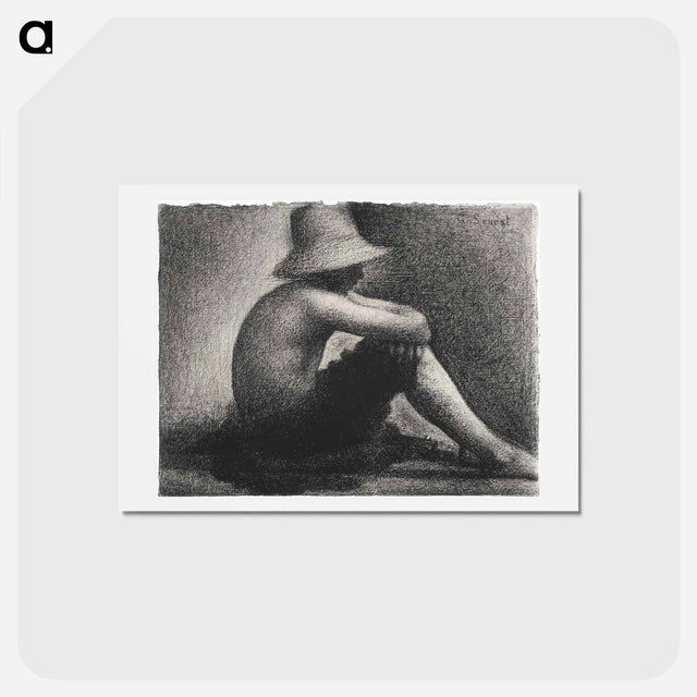 アートポストカード-Seated Boy with Straw Hat, study for Bathers at Asnières - ジョルジュ スーラ Postcard.